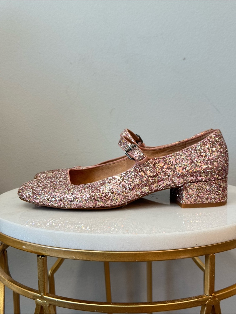 Madewell Pink Glitter Mary Jane Flats Sz 7.5 - Picture 6 of 13
